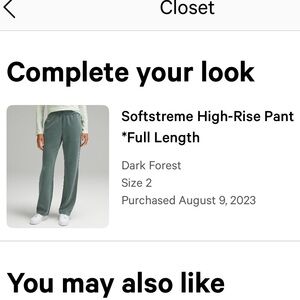 Lululemon dark forest softstreme high-rise pant (regular length, size 2)